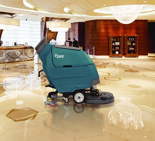 T260 Walk-Behind Floor Scrubber in a hotel